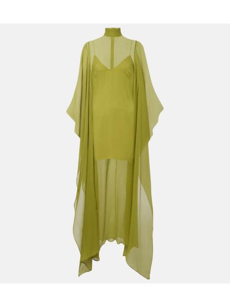 Jedwabna sukienka długa szyfonowa Taller Marmo zielona