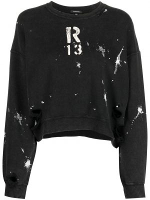 Raštuotas džemperis R13 juoda