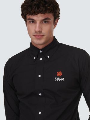 Φλοράλ βαμβακερό πουκάμισο Kenzo μαύρο
