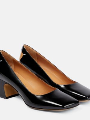 Кожени полуотворени обувки Maison Margiela черно
