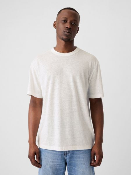 Lněné tričko Gap bílé