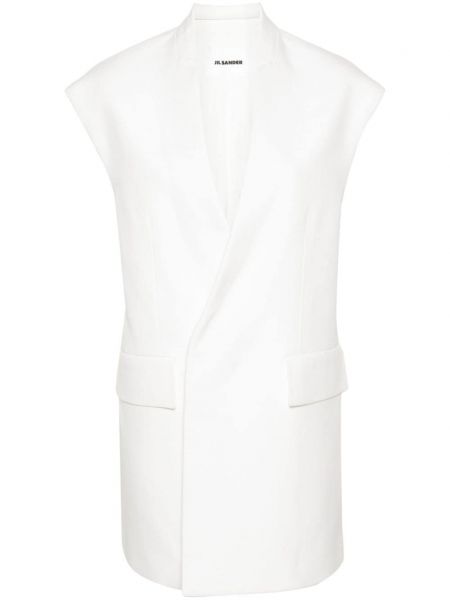Oversized vesta s výstřihem do v Jil Sander bílá