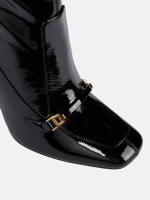 Lakované kožené kotníkové boty Saint Laurent černé
