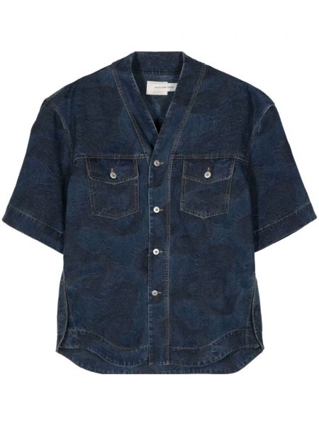 Žakardinė džinsiniai marškiniai Feng Chen Wang mėlyna