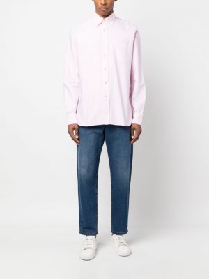 Dūnu kokvilnas krekls ar apkakli ar pogām D4.0 rozā