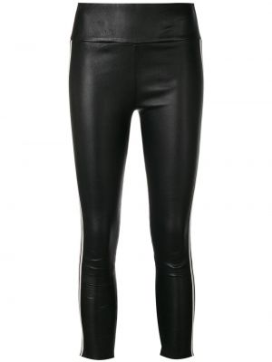 Pruhované kožené kalhoty skinny fit Sprwmn - černá