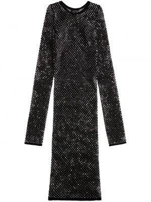 Мрежеста макси рокля с кристали Balenciaga черно