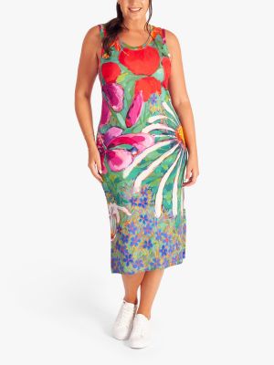 Платье миди с принтом с тропическим принтом Chesca