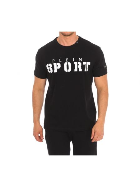 Koszulka bawełniana z nadrukiem z krótkim rękawem Plein Sport czarna
