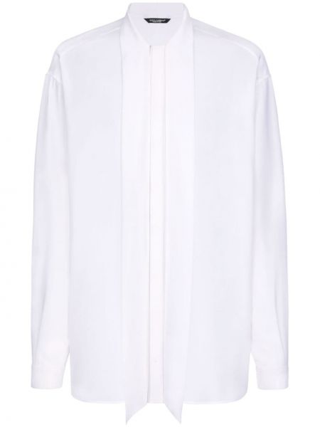 Krepová hedvábná košile Dolce & Gabbana bílá