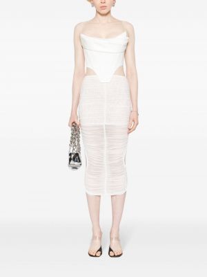 Midi sukně se síťovinou Mugler bílé