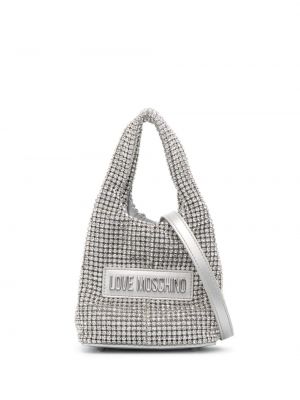 Shopper handtasche mit kristallen Love Moschino silber