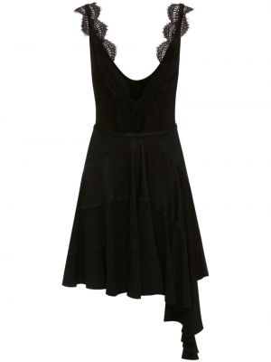 Nėriniuotas asimetriškas suknele Victoria Beckham juoda