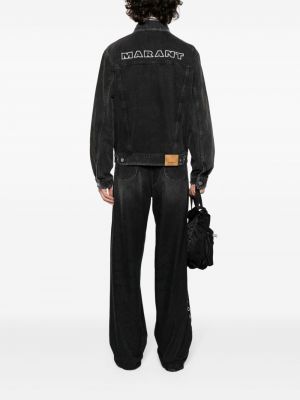 Džínová bunda s výšivkou Marant černá