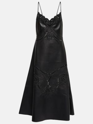 Rochie midi din piele Chloã© negru