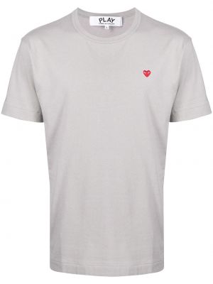 Tricou cu motiv cu inimi Comme Des Garcons Play gri