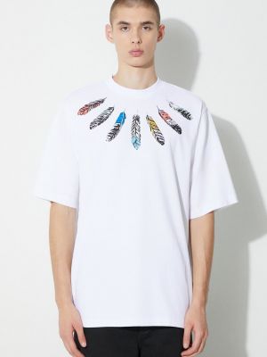 Bavlněné tričko z peří s potiskem Marcelo Burlon bílé