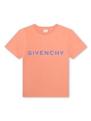 Printti puuvilla t-paita tytöille Givenchy Kids oranssi