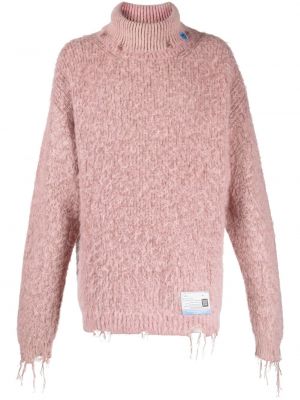 Sweter z przetarciami Maison Mihara Yasuhiro różowy