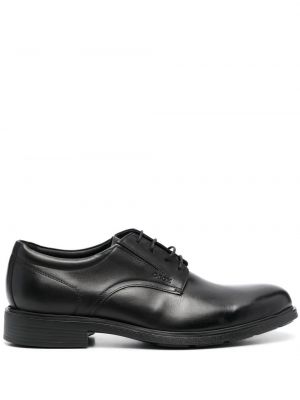 Pantofi derby cu șireturi din piele din dantelă Geox - negru