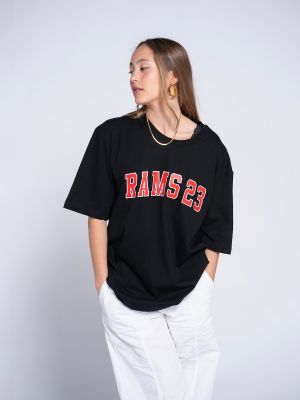 Женская футболка оверсайз с университетским принтом Rams 23 красный