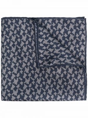 Bufanda de seda con estampado con estampado abstracto Canali azul
