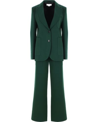 Шерстяной костюм Victoria Beckham зеленый