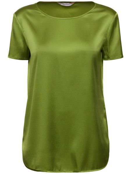 T-shirt en satin en soie Max Mara vert