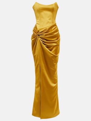 Satynowa sukienka długa Rasario złota