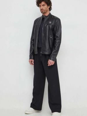 Kožna traper jakna Versace Jeans Couture crna