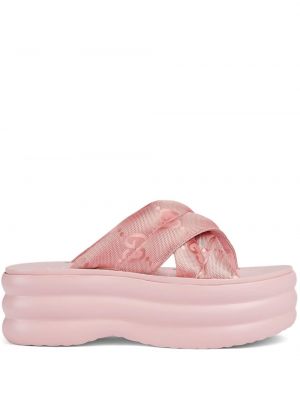 Plateau sandale mit print Gucci pink