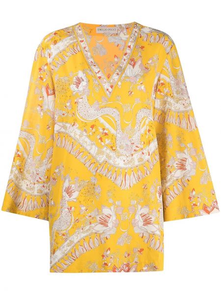 Mini vestido con escote v Emilio Pucci amarillo