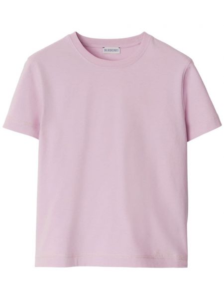 Kokvilnas t-krekls ar izšuvumiem Burberry rozā