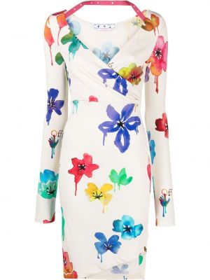 Floral dress Off-white hvit