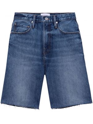 Bavlněné džínové šortky s knoflíky na zip Frame - modrá