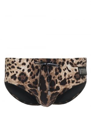 Nohavičky s potlačou s leopardím vzorom Dolce & Gabbana hnedá