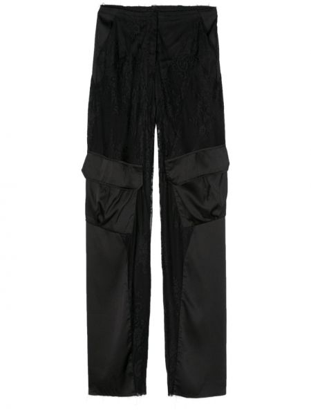Cargo hlače s čipkom Atu Body Couture crna