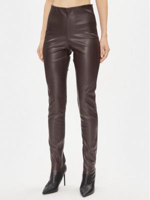 Pantalon en cuir slim en imitation cuir Bruuns Bazaar marron