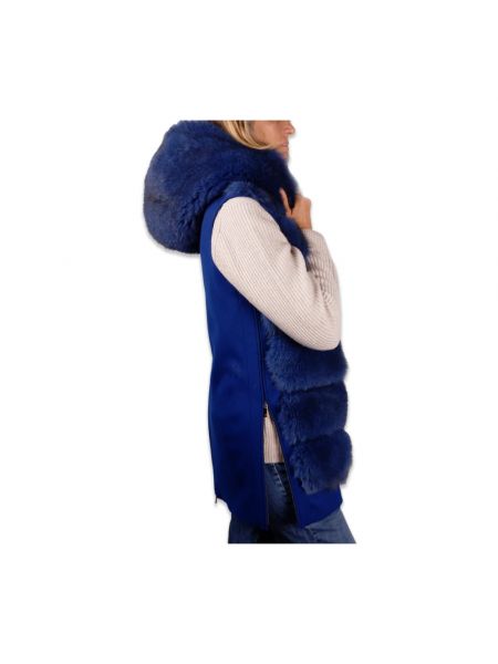 Abrigo de cuero de lana Loro Piana azul