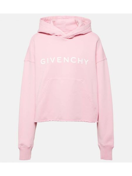 Pamučna hoodie s kapuljačom od jersey Givenchy ružičasta