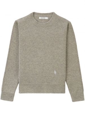 Vlnený sveter s výšivkou Sporty & Rich hnedá