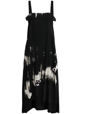 Midi obleka s cvetličnim vzorcem s potiskom Y's črna