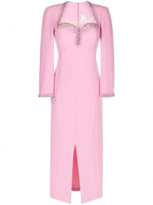 Вечерна рокля с кристали Huishan Zhang розово