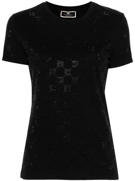 Kokvilnas t-krekls Elisabetta Franchi melns