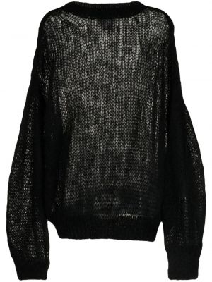 Moherowy przezroczysty sweter Fumito Ganryu czarny