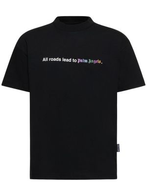 T-shirt mit print mit rundem ausschnitt Palm Angels schwarz