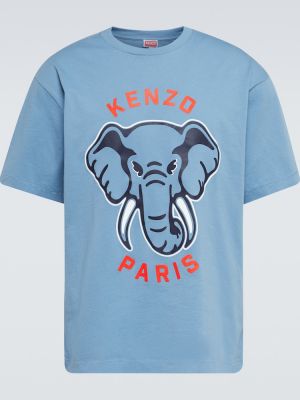 Bavlněné tričko jersey Kenzo modré