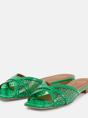 Kožené sandále s perlami Malone Souliers zelená