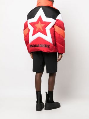 Péřová bunda s hvězdami Dsquared2 červená