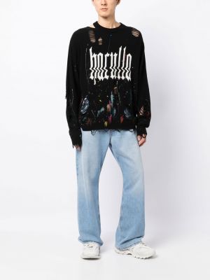 Apgrūtināti džemperis ar apdruku Haculla melns